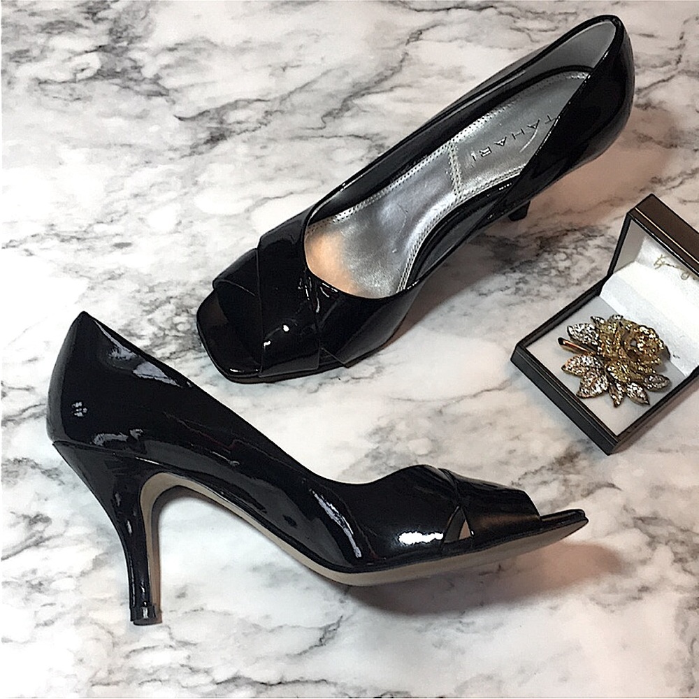 Tahari Peep Toe Patent Leather Heels